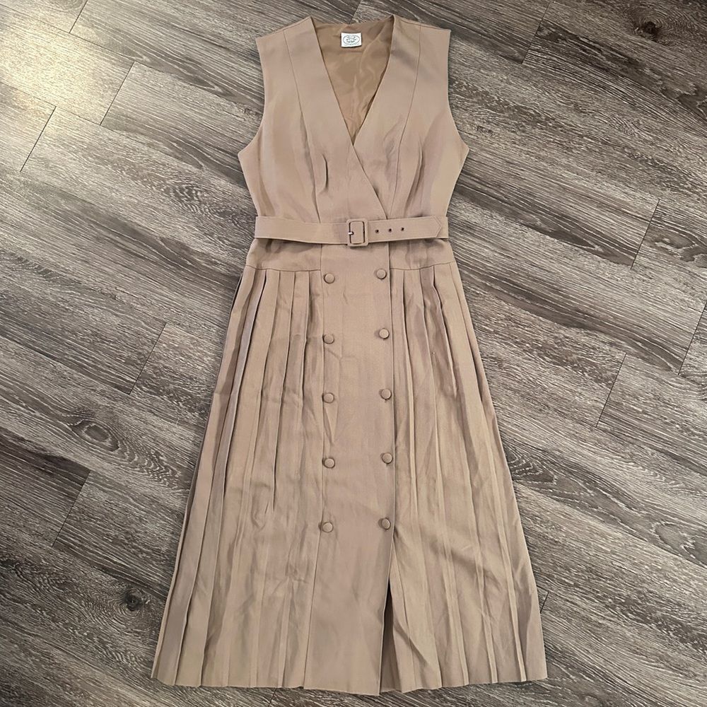 Laura Ashley Vintage Sleeveless Belted Pleat Dress